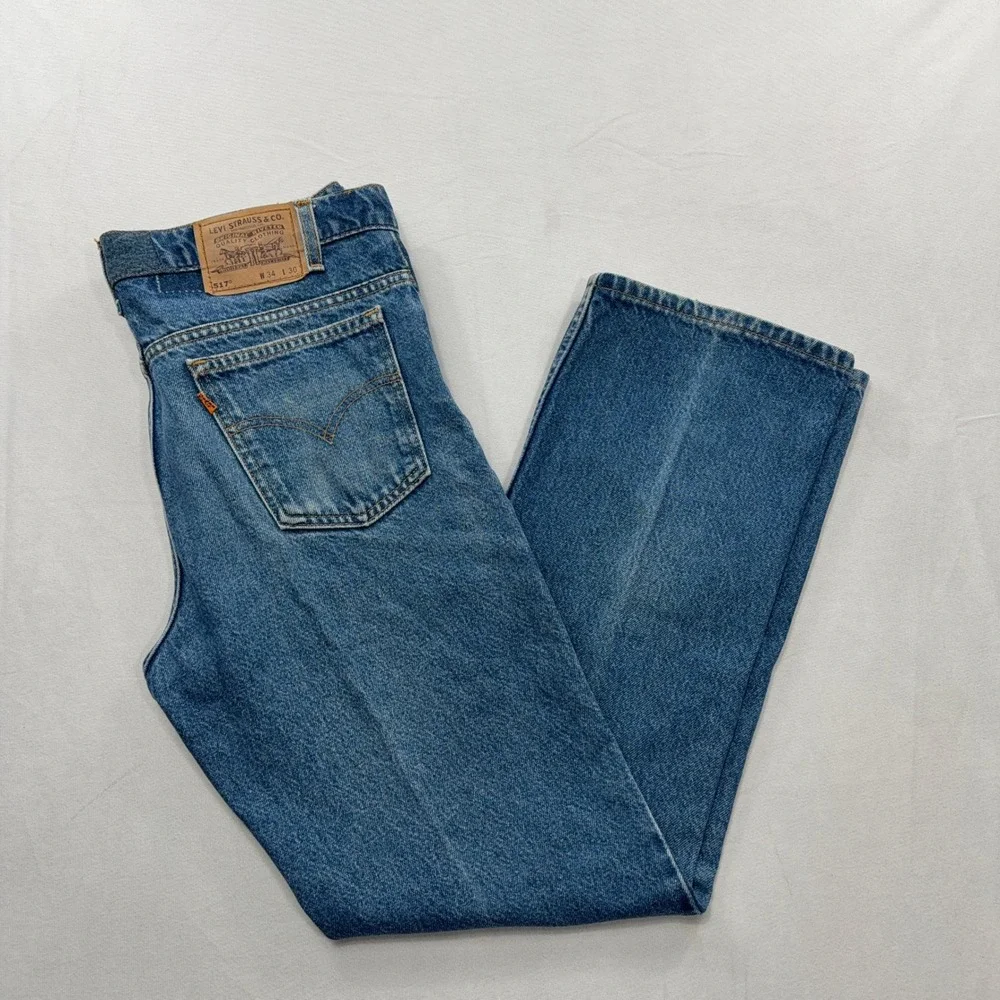 Levi's Jeans 517 Orange Tab Vintage 90s Made in USA Blue Denim Mens W34 L30
